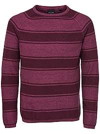 ONLY&SONS Pánsky sveter Alexo 12 Striped Crew Neck Maroon S