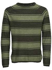 ONLY&SONS Pánsky sveter Alexo 12 Striped Crew Neck Olive Drab S