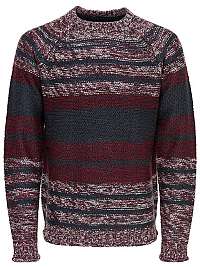 ONLY&SONS Pánsky sveter Callen 3 Mel Striped Knit Reg Blue Nights S