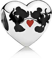 Pandora Strieborný korálik Disney Bozk Minnie a Mickeyho 791443ENMX