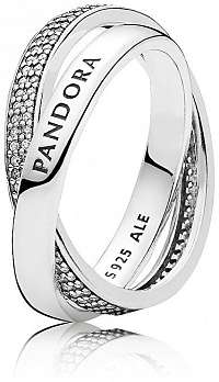 Pandora Strieborný prepletaný prsteň 196547CZ mm
