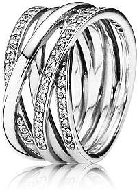 Pandora Strieborný prepletený prsteň 190919CZ 58 mm