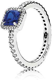 Pandora Trblietavý strieborný prsteň s modrým kryštálom 190947NBT 56 mm