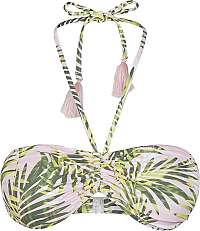 Pieces Dámska plavková podprsenka PCNIA BIKINI BANDEAU SWW Candy Pink LEAF PRINT XS