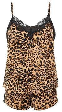 Pieces Dámske pyžamo PCJESSICA NIGHTWEAR SET Toasted Coco nut LEOPARD M