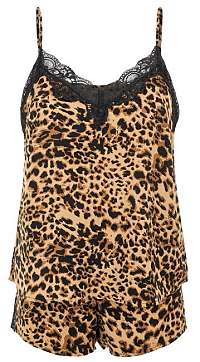 Pieces Dámske pyžamo PCJESSICA NIGHTWEAR SET Toasted Coco nut LEOPARD XS