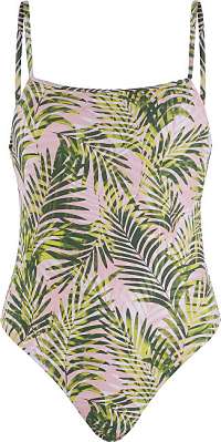 Pieces Jednodielne plavky PCNIA Swimsuit SWW Candy Pink LEAF PRINT XS