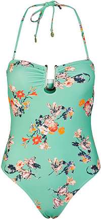 Pieces Jednodielne plavky PCNYNNE 17101716 Malachite Green AOP: FLOWER PRINT M