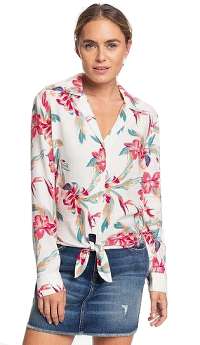 Roxy Dámska košeľa The Lover Side Snow White Tropic Call ERJWT03383-WBK7 XL