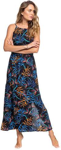 Roxy Dámske šaty Capri Sunset Anthracite Wild Leaves ERJWD03437-KVJ9 XL