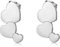 S`Agapõ Oceľové náušnice s tromi srdiečkami Trio SRI21