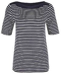 s.Oliver Dámske tričko 04.899.32.5096.59G1 Navy Blue Stripes