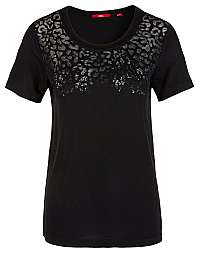 s.Oliver Dámske tričko 21.907.32.4616. 99D0 Black Pl.pr.glitter Barco