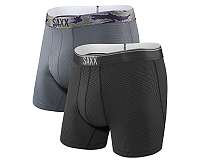 SAXX Sada pánskych boxeriek QUEST BOXER BRIEF FLY 2PK black / dark charcoal L