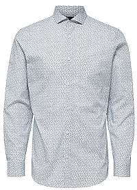 SELECTED HOMME Pánska košeľa SLHSLIMSEL-WOODY SHIRT LS AOP B Bright White AOP Tops A 12 L