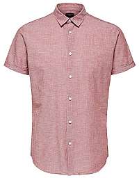 SELECTED HOMME Pánska košeľa Slimlinen Shirt Ss Classic B Brick red Tops B 9 L