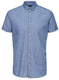 SELECTED HOMME Pánska košeľa Slimlinen Shirt Ss Classic B Medium blue Tops B 9 L