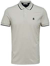 SELECTED HOMME Pánske polo triko SLHNEWSEASON SS POLO W NOOS Silver Lining XL