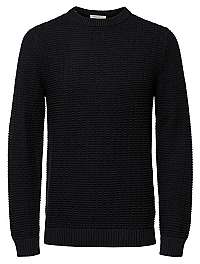 SELECTED HOMME Pánsky sveter SLHROLF STRUCTURE NECK W Black XL