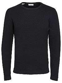 SELECTED HOMME Pánsky sveter SLHVICTOR CREW NECK W NOOS Black XXL