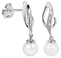 Silver Cat Elegantné náušnice so zirkónmi a perličkou SC284