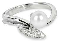 Silver Cat Strieborný prsteň so zirkónmi a perličkou SC215 mm