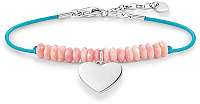 Thomas Sabo Tyrkysový náramok s ružovými korálkami a srdiečkom LBA0080-814-9-L19,5v