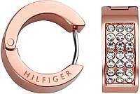 Tommy Hilfiger Bronzové oceľové náušnice krúžky s kryštálmi TH2700573