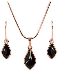 Troli bronzová sada náušníc a náhrdelníka Flame Jet E220510KLRG Jet + C220514SNRG Jet