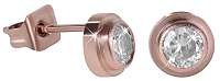Troli bronzové oceľové náušnice kôstky s kryštálom KES-057 rose gold