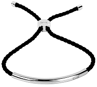 Troli Čierny šnúrkový náramok s oceľovou ozdobou