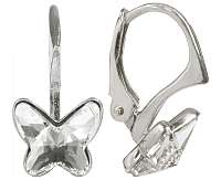 Troli Dievčenské strieborné náušnice Butterfly 8 mm Crystal