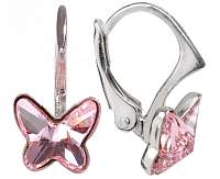 Troli Dievčenské strieborné náušnice Butterfly 8 mm Light Rose