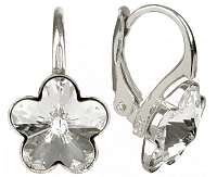Troli Dievčenské strieborné náušnice Flower Crystal