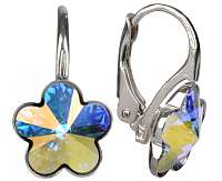 Troli Dievčenské strieborné náušnice Flower Crystal AB