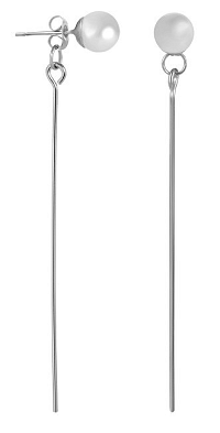 Troli dlhé oceľové náušnice s perličkami SW-ED025 silver