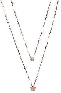 Troli Dvojitý náhrdelník s hviezdičkou z ružovo pozlátenej ocele