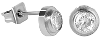 Troli oceľové náušnice kôstky s kryštálom KES-057 silver