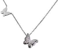 Troli Oceľový motýlie náhrdelník Metal Butterfly KNSC-257-SIL