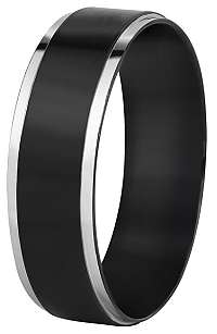 Troli Oceľový snubný prsteň čierny / strieborný 57 mm