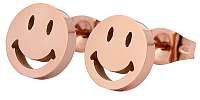 Troli Ružovo pozlátené náušnice z ocele Smajlík KE-002