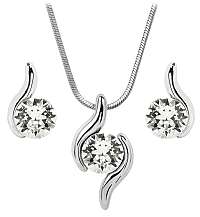 Troli sada náhrdelníka a náušníc Chaton Wave Crystal E108808WPURH + C108808WSNRH crystal