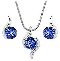 Troli sada náhrdelníka a náušníc Chaton Wave sapphire E108808WPURH + C108808WSNRH sapphire