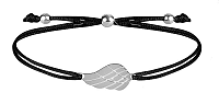 Troli Šnúrkový náramok s anjelským krídlom čierna / oceľová