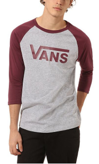 VANS Pánske tričko Vans Classic Raglan Athletic Heather/Prune VN0002QQTN01 L