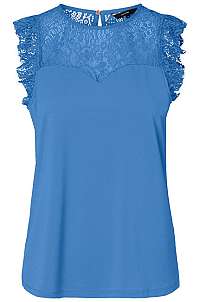 Vero Moda Dámska blúzka Alberta Sweetheart Lace S / L Top Color Granada Sky XS
