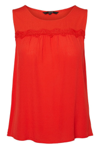 Vero Moda Dámska blúzka Alex is SL Top Wvn Fiery Red XL