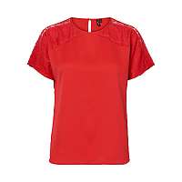 Vero Moda Dámska blúzka Leslie S/S Lace Top Vip Chinese Red L