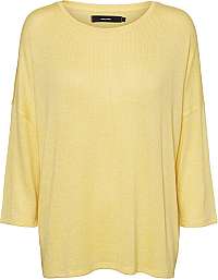 Vero Moda Dámska blúzka VMBRIANNA 3/4 OVERSIZE Blouse BOO REP Pale Banana W. BANANA CREAM MELANGE M