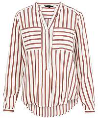 Vero Moda Dámska blúzka VMERIKA STRIPE L/S SHIRT EXP Snow White Madder Brown L